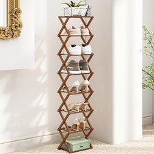 Folding Shoe Storage Rack 4/5/8 Tier Vertical Bamboo Freestanding Organiser UK