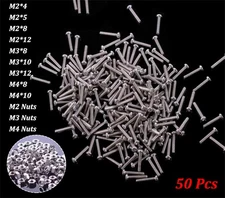 50pcs M2 M3 M4 Bolts Screw Nuts Round Length 4/5/8/10/12mm Diameter 2mm 3mm 4mm