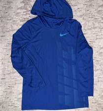 Nike Elite Long Sleeve Blue Dri-Fit Hoodie Boys Medium
