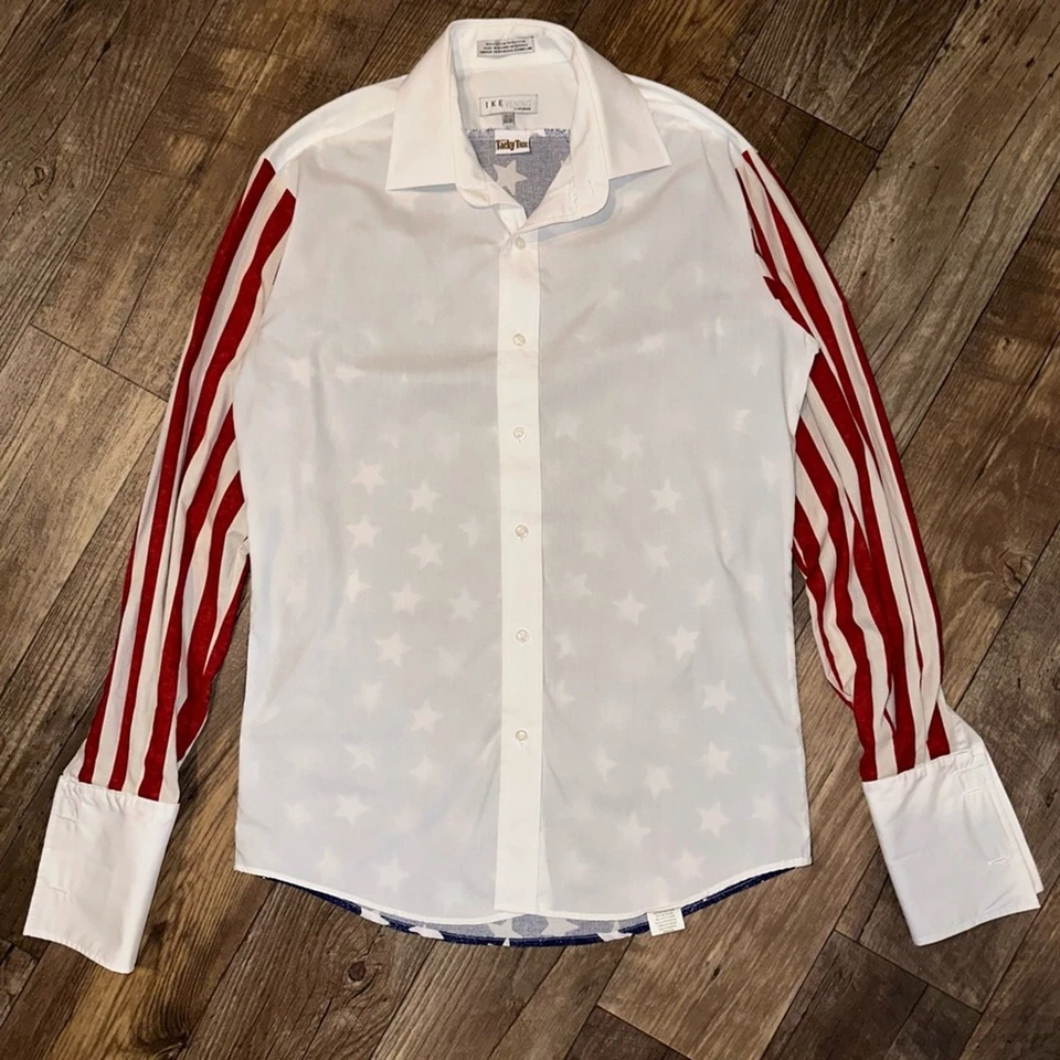 Camisa social Ike Evening por Ike Behar Tacky Tux bandeira americana punho francês - Imagem 4 de 4