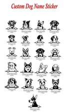 "Custom Dog Breed Stickers with Personalized Names Vinyl Sticker 5 " Tall