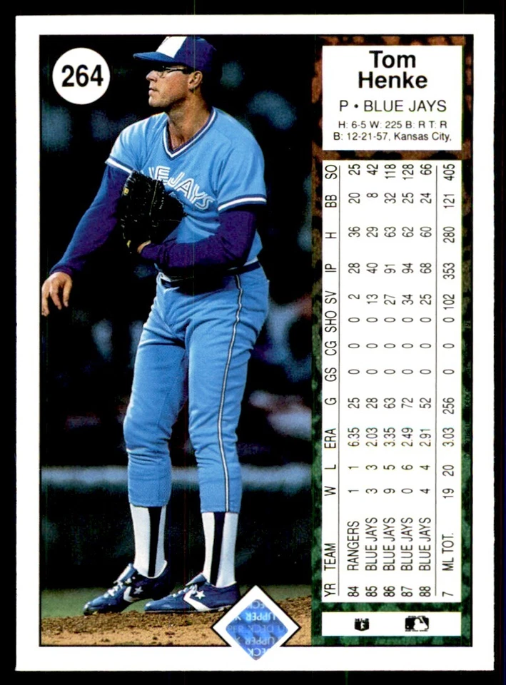 1989 Upper Deck Tom Henke Baseball Cards #264 - Image 2 of 2