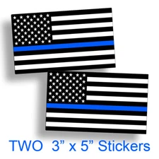 Blue Line Police USA American Flag Sticker Car Truck 3 x 5 " Laptop Graphic WB