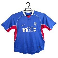 Mens Vintage Nike Blue Red Glasgow Rangers Home Soccer Jersey Shirt Dri-Fit M