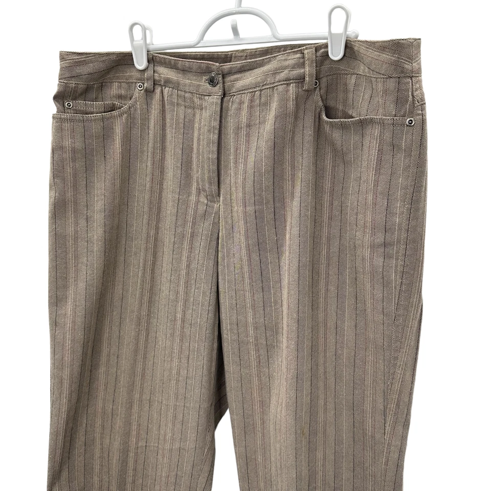 Pantalones elásticos Rafaella para mujer talla 16 marrón claro a rayas Foto 2 de 4