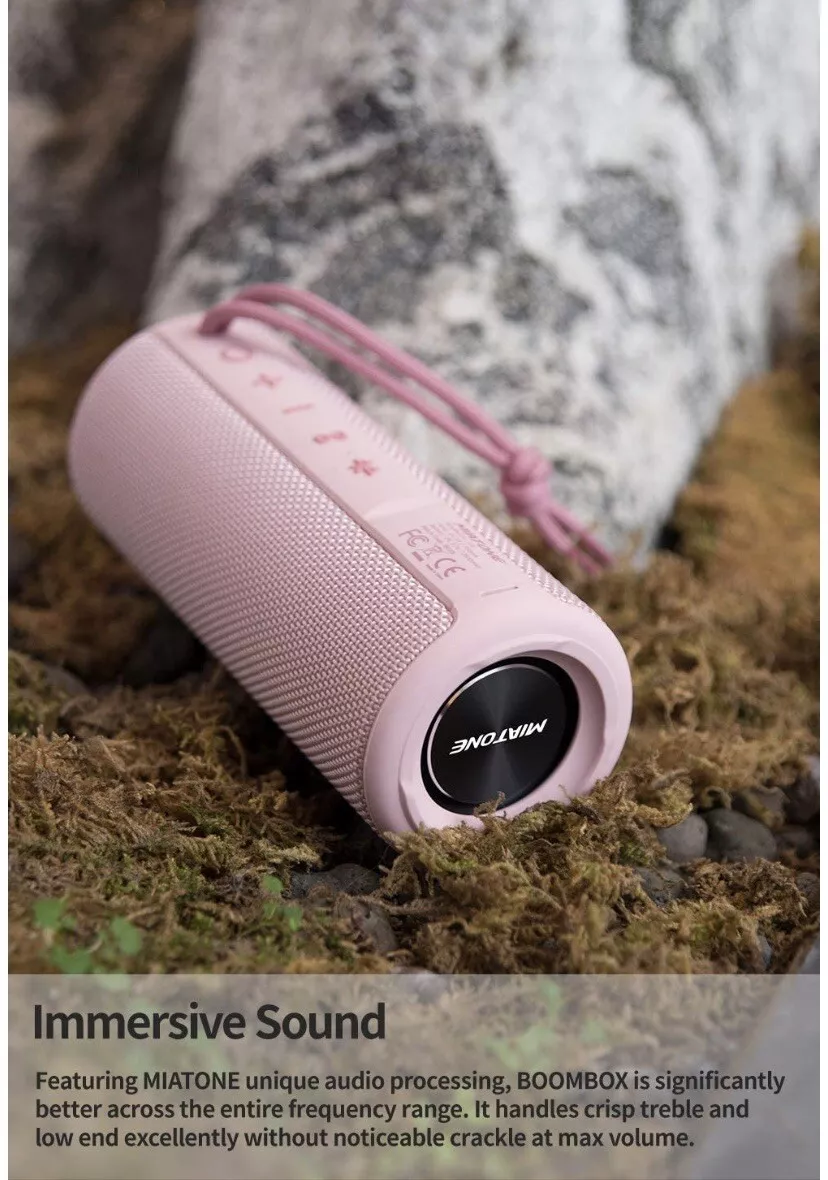 Miatone Boombox Splashproof Wireless Speaker Pink