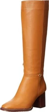 Sam Edelman Elsy Caramel Se Rounded Toe Stacked Block Heeled Knee High Boots