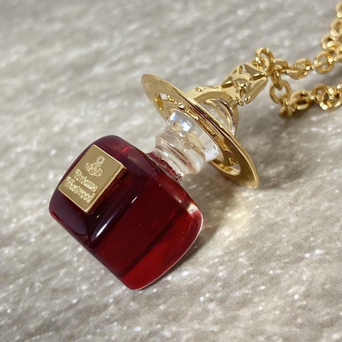 Vivienne Westwood Parfum Halskette Gold Wein Metall Unikat Design Gebraucht Japan - Bild 2 von 6