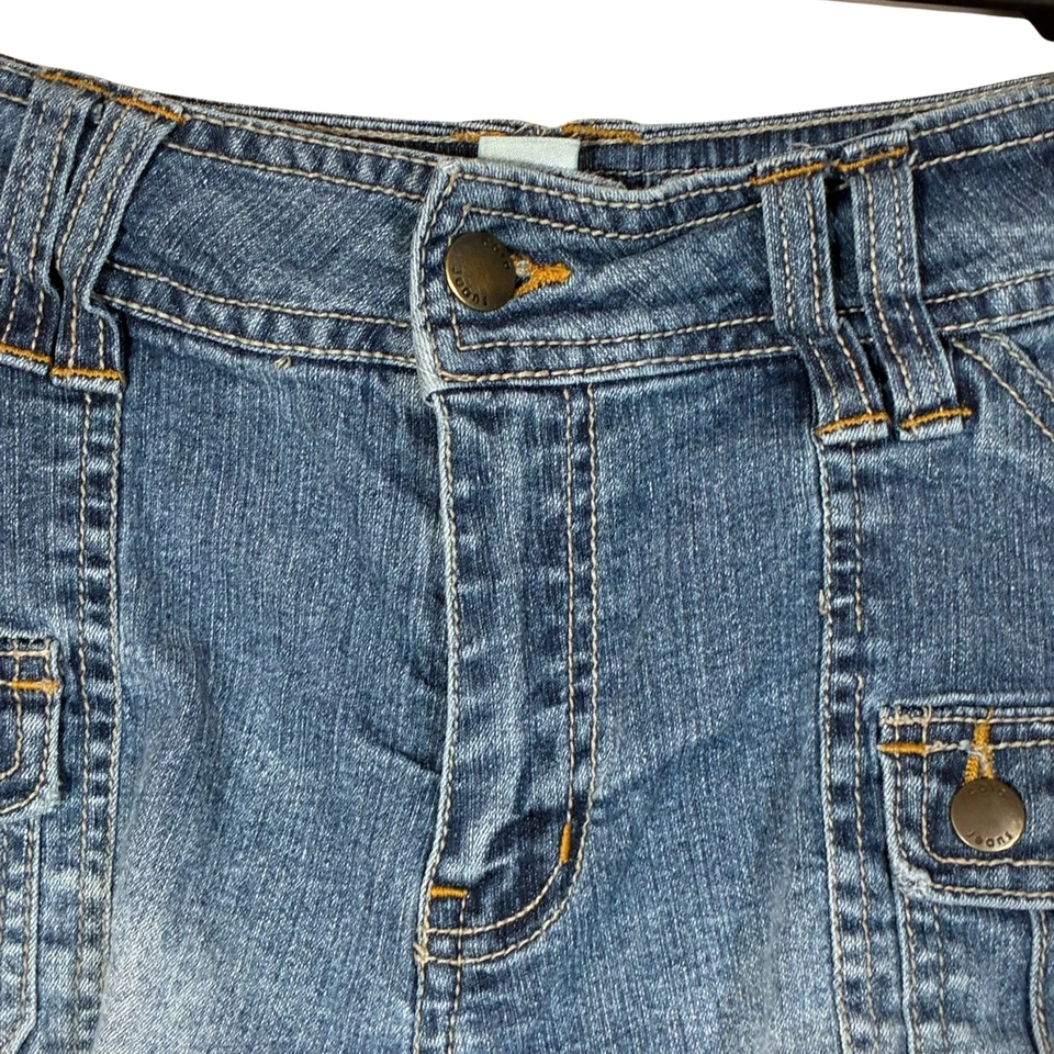 Bermuda jeans Cargo Cato cintura média lavagem média jeans tamanho 10 retrô vintage faroeste - Imagem 4 de 4