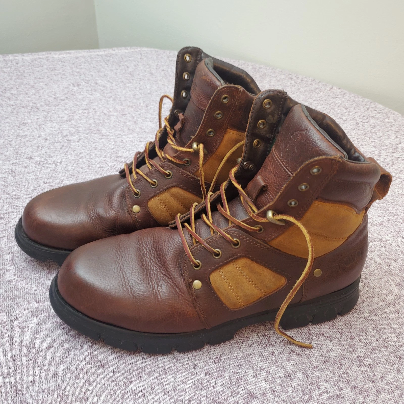POLO RALPH LAUREN Men’s 12.5D Brown Tan Oiled Leather Diego Rugged Boots