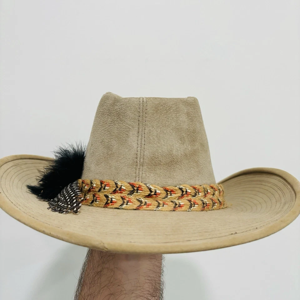 Sombrero de vaquero vintage Resistol para hombre ranchero beige pana pluma talla 7 1/8 Foto 3 de 4