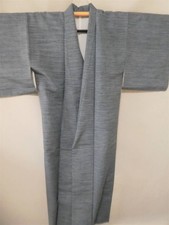 Kimono Pongee Blue Japanese Clothes with Training Size approx 157cm Japan