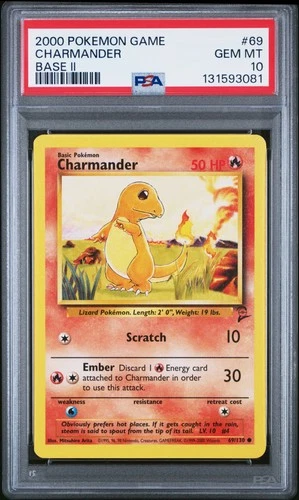 2000 Pokemon Game Base Set II #69 Charmander PSA 10 GEM MINT