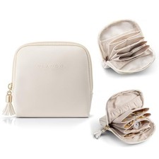 Mini Jewelry Travel Case,Jewelry Pouch Bags with Zipper, Velvet Jewelry White