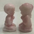 Fenton Glass Praying Girl & Boy Pink Rosaline Art Glass Figurines