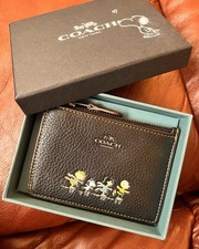 Coach x Peanuts 16108B Boxed Snoopy Mini Skinny ID Case Wallet BLACK NIB