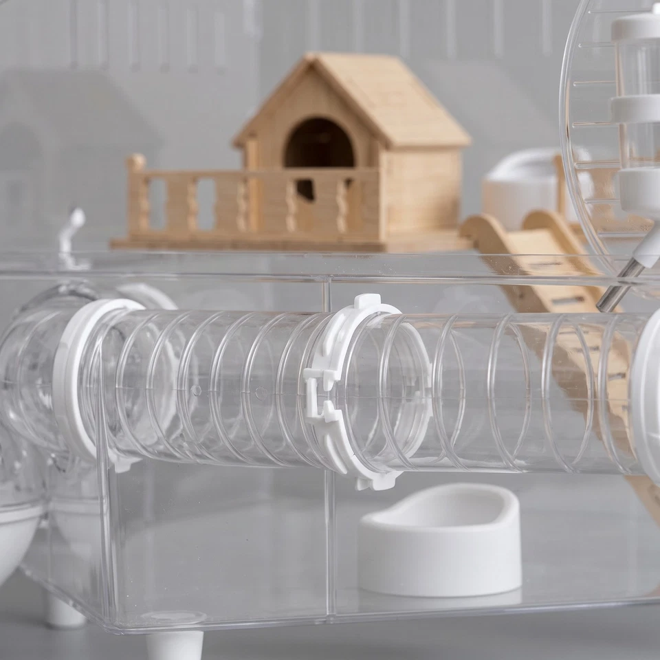 Cage Rongeur Transparente 2 Niveaux pour Hamster et Hamster Russe, hamster cage - Photo 4/4