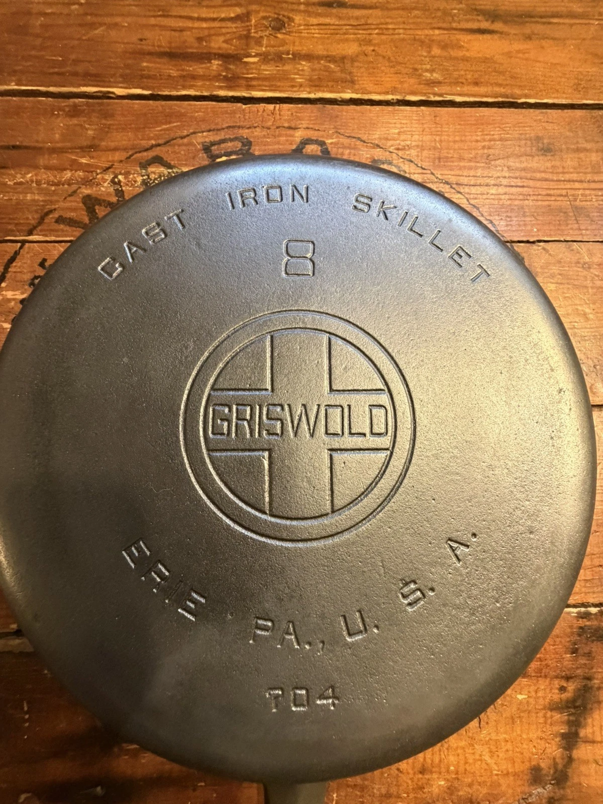 Griswold No. 8 Cast Iron Skillet 704A Smooth Bottom Large Block Logo Restored
