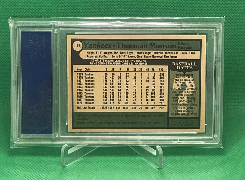 *PSA 8* THURMAN MUNSON 1979 Topps O-Pee-Chee OPC NM-MT #157 New York Yankees - Image 2 of 2