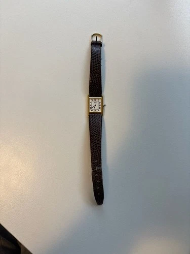 Vintage Seiko Quartz Tank Watch 2C20-5019 Gold Tone Roman Numeral Dial