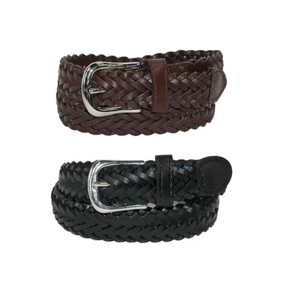 Ceinture En Cuir Tressée Ajustable Pour Garçons (Pack De 2 Couleurs) - Photo 1/2