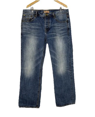 MEK Denim USA Mens Jeans 38x31 Bootcut Flap Pockets Thick Stitch Dark Wash