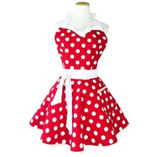 Hyzrz Lovely Sweetheart Retro Kitchen Aprons Woman Girl Cotton Polka Dot Cook...