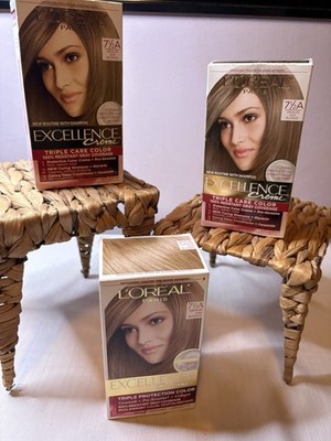 3 Pk L'Oreal Paris Excellence Creme Permanent Hair Color 7.5A Medium Ash Blonde
