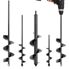 MAZING Auger Drill Bit for Planting, 4Pcs Garden Ground Earth Spira... Fast Ship