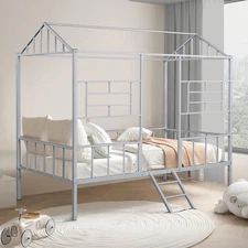 Twin Bunk Bed Contemporary Style House Design With Full Metal Construction And