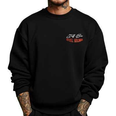 Stuff Box Herren Rundhals Sweatshirt Worldwide schwarz STB-1350 | M-5XL | 