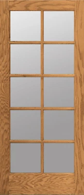 GLOBAL ONE FOREST PRODUCTS PREMIUM WOOD DOORS 10 Lite Red Oak Clear Tempred Glass Stain Grade Solid Interior Wood French Doors