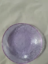 Fire and Light Recycled Art Glass Purple Lavender Dipping Dish Bowl 4.5in USA