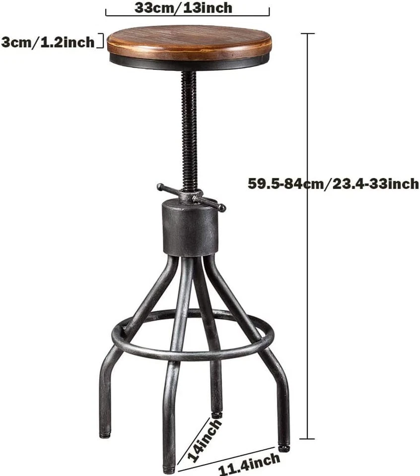 Conjunto de 2 banquetas de bar industriais - cadeira de jantar balcão vintage - Imagem 2 de 4