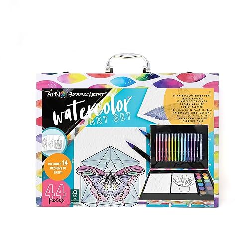 Art 101 Watercolor Art Set - Budding Artist Collection - 44 Piece Set with 14 De - Picture 2 of 4