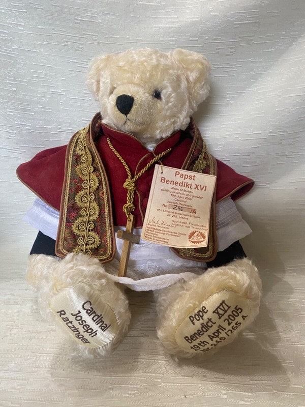 Papst Benedikt Teddy Bear Mohair 2005 HERMANN-Coburg #246 of 265 Limited Edition