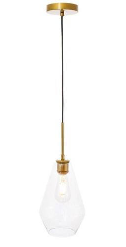 Pendant Brass and Black Modern Light Glass Shade Kitchen Ceiling Hanging Fixture - Picture 5 of 12