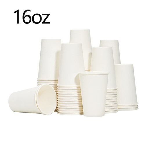 16 oz Disposable Paper Cups Hot/Cold Coffee Cups Beverage Drinking Cup ...