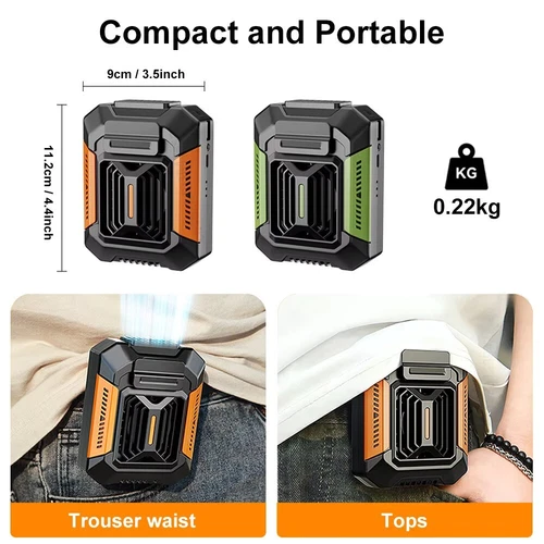 Portable Waist Belt Clip Hanging Cooling Fan USB Rechargeable Power Bank Outdoor - Picture 7 of 16