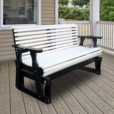 2-Seat Wooden Glider Bench Chair Patio Rocker Heavy-Duty Outdoor Garden Patio