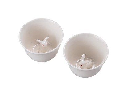 Bloom Mino Ware Cute Rabbit Sake Cup Ochoko Set 80ml x2 Made in Japan ...
