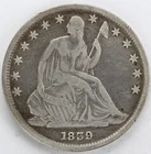 Cleaned F 1839 With Drapery Seated Liberty Half Dollar