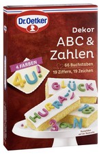 Dr. Oetker Dekor ABC & Ziffern Backdeko Set 58g Packung Kuchendekoration