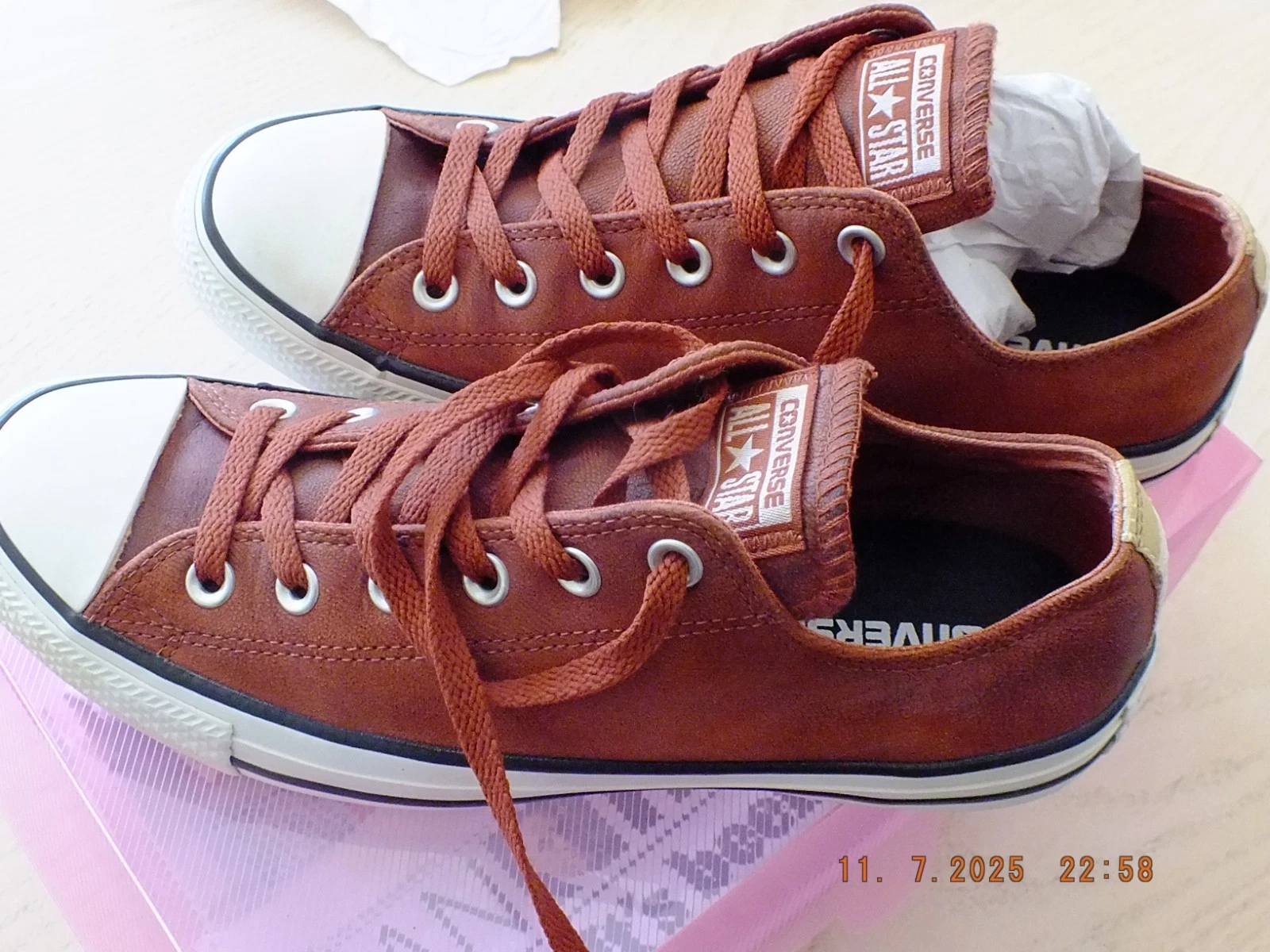 Scarpe da ginnastica basse Converse All star in pelle rosso scuro taglia 8