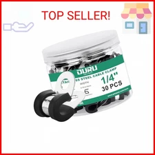 OURU 30pcs 1/4 Inch Stainless Steel Cable Clamps,Rubber Coated Cushioned Insulat