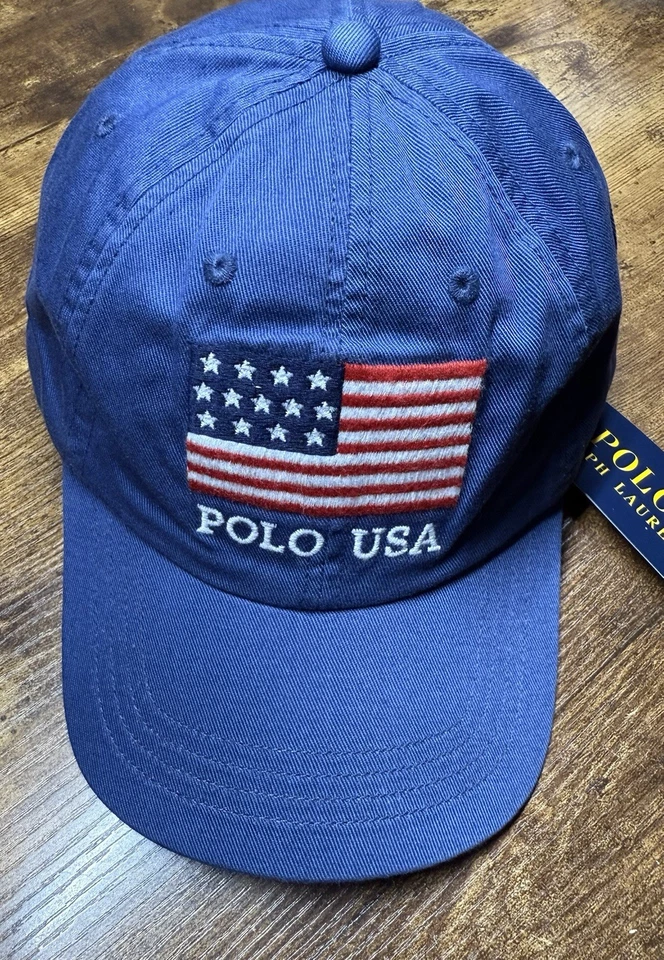 NUEVO CON ETIQUETAS Polo Ralph Lauren Bandera EE. UU. Algodón Sarga Gorra de Baile Niños Talla (8-20) 56 cm Foto 3 de 4