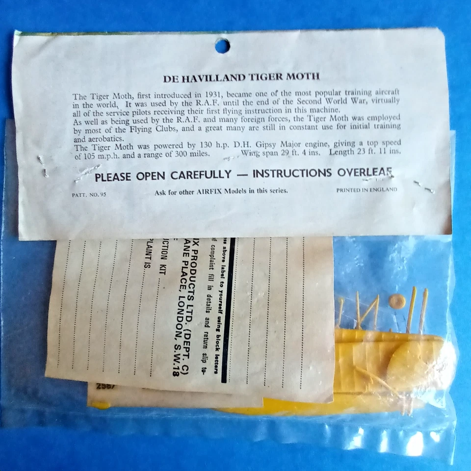 KIT Aereo D.H. TIGER MOTH - Airfix #95 - 1:72 - Anni '60-'70 - VINTAGE - Immagine 2 di 2