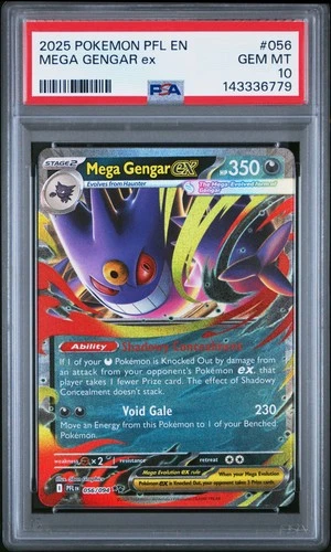 2025 POKEMON PFL EN-PHANTASMAL FLAMES #056 MEGA GENGAR EX PSA 10