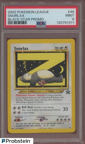 2002 Pokemon League Black Star Promo #49 Snorlax PSA 9 MINT