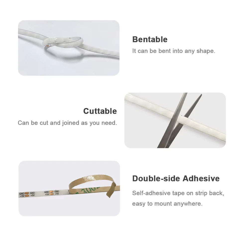 1M-5M LED Stripe RGBICLeiste Streifen Band Lichterkette 5V Traumfarbe 2,7mm Dünn - Bild 2 von 4